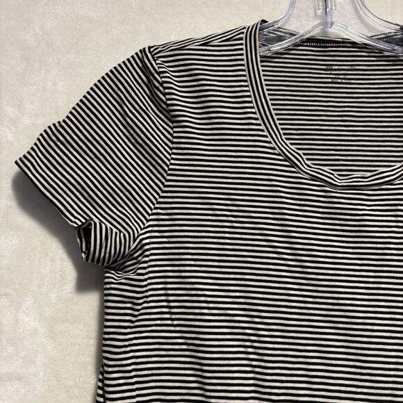 Madewell Knot-Front Tie Black White Stripe Short Sleeve Cotton Women's Tee Small - Picture 5 of 12